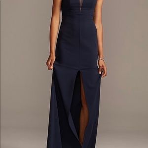 Navy blue ankle length dress